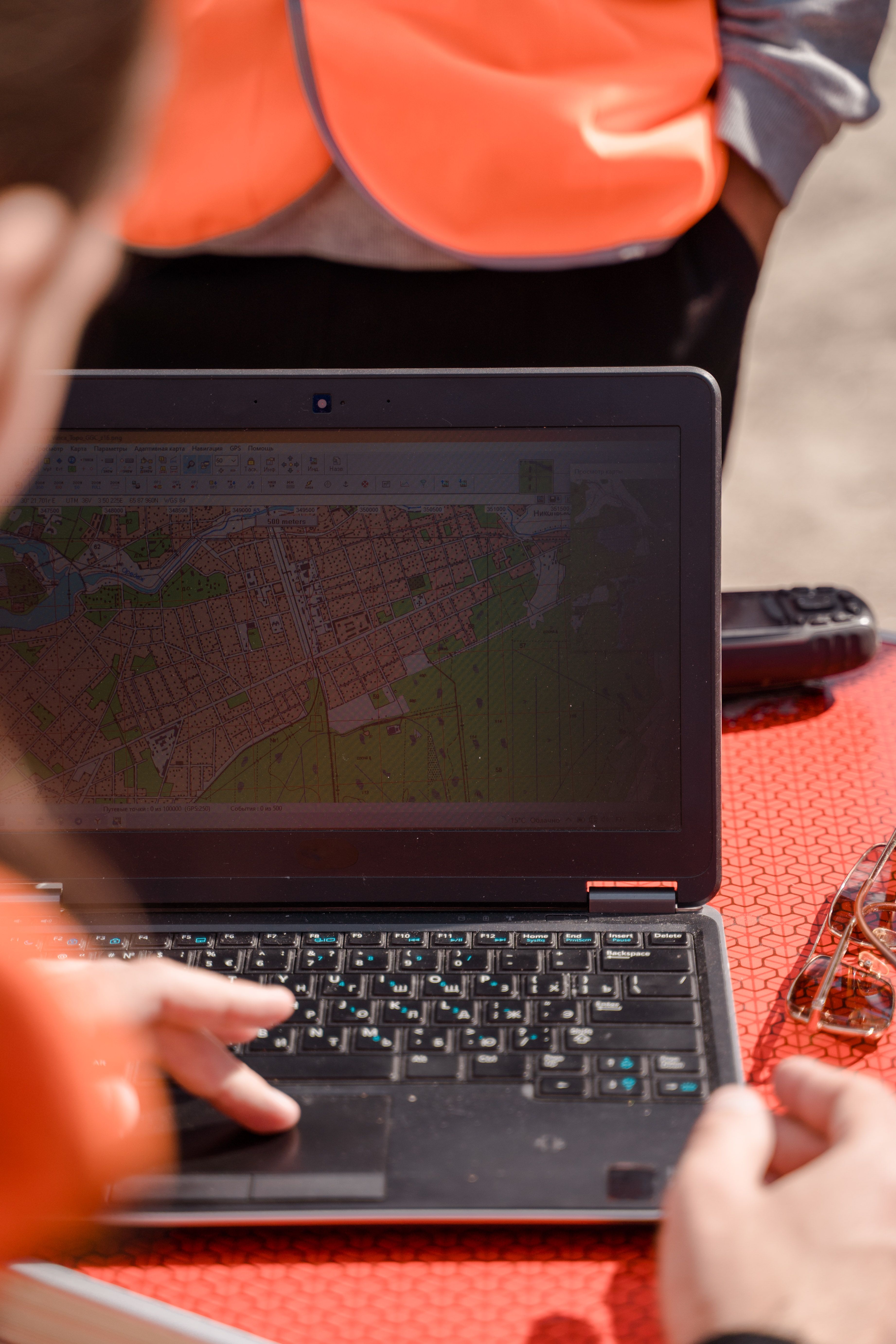 GIS data analysis on laptop